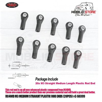 RC4WD M3 Medium Straight Plastic Rod End (20Pcs) Z-S0399