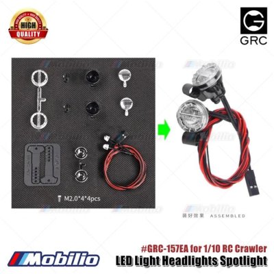 GRC 16mm LED Light Headlights Spotlight for 1/10 RC Crawler Axial SCX10 Traxxas TRX4 TRX6 Redcat Gen8 RGT YiKong  Remote Control #G157EA
