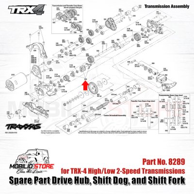 Spare Part Drive Hub Shift Dog and Shift Fork #8289 for 2-Speed TRX4