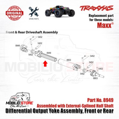 Spare Part Differential Output Yokes 8949 Driveshaft Kopel Traxxas Max