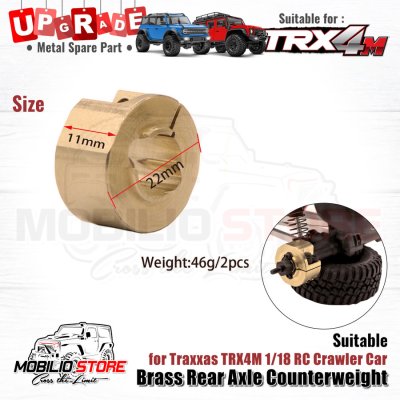 Upgrade Metal Brass Rear Axle Counterweight for Traxxas TRX4M Crawler