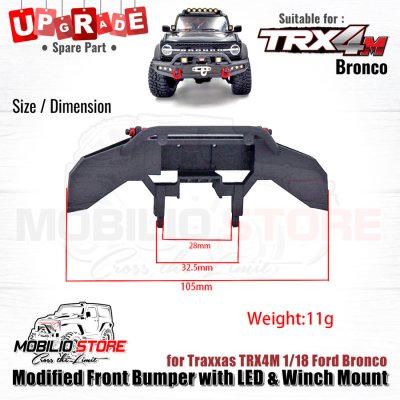 Upgrade Modified Front Bumper with LED & Winch Mount TRX4M Ford Bronco