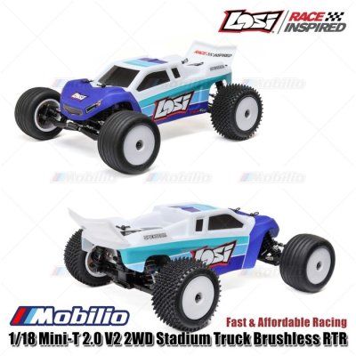 Losi 1/18 Mini-T 2.0 V2 2WD RC Stadium Truck Brushless RTR