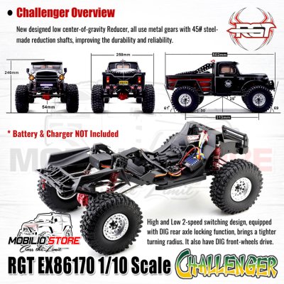 RGT EX86170 Challenger 1/10 Scale 2.4G 2-Speed FWD/4WD RC Car Crawler