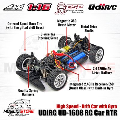 UDIRC UD-1608 4WD 1/16 Racing Drift Rally Touring RC Car 2.4 GHz RTR