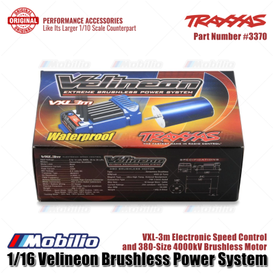 Traxxas Part #3370 1/16 Velineon Brushless Power System VXL-3m Electronic Speed Control and 380-Size 4000KV Brushless Motor