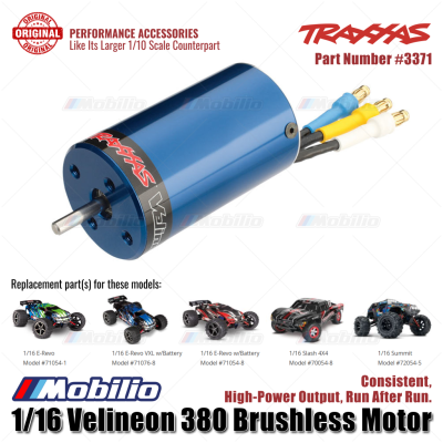 Traxxas Part #TRX-3371 Velineon 380 Brushless Motor for 1/16 Scale RC Car Remote Control