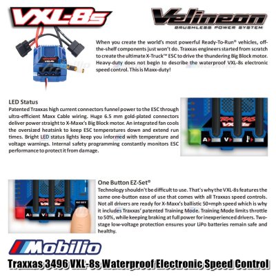 Traxxas #3496 Velineon VXL-8s Waterproof Electronic Speed Control (brushless)