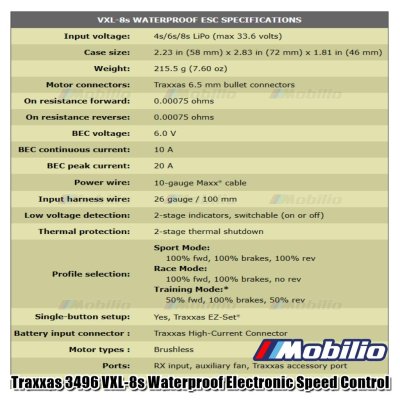 Traxxas #3496 Velineon VXL-8s Waterproof Electronic Speed Control (brushless)