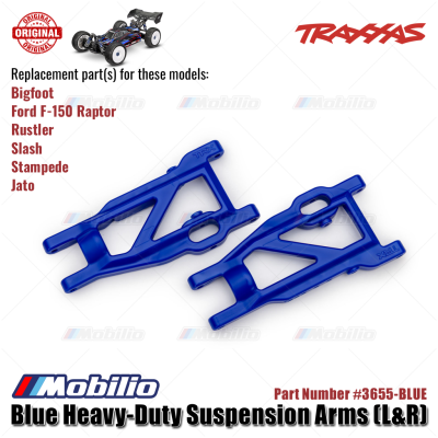 Traxxas Part #3655-BLUE Blue Heavy-Duty Suspension Arms L&R for RC Bigfoot Ford F-150 Raptor Rustler Slash Stampede Jato
