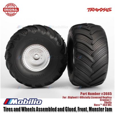 Traxxas 3665: Tires & Wheels, Assembled, Glued (Satin Chrome Wheels, Terra Groove Dual Profile Tires, Foam Inserts) (Nitro Rear/ Electric Front) (2)