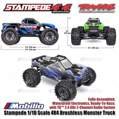 Traxxas Stampede 1/10 Scale 4X4 Brushless Monster Truck Fully-Assembled Waterproof RTR