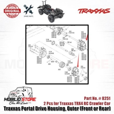 Traxxas Part #8251 Portal Drive Housing Outer Front or Rear for TRX4