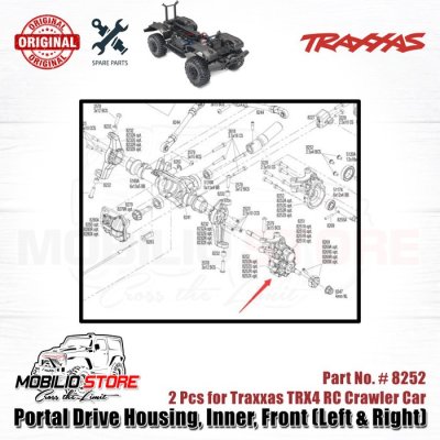 Traxxas Part #8252 Portal Drive Housing Inner F/L & Right for TRX4