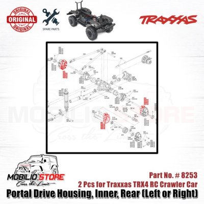 Traxxas Part #8253 Portal Drive Housing Inner Rear L/R for TRX4