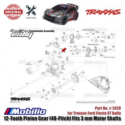 Traxxas Part #2428 12T Pinion Gear 48Pitch for RC Ford Fiesta ST Rally