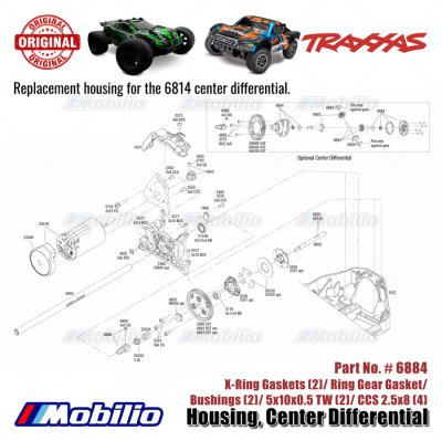 Traxxas Part #6884 Center Differential Housing with Seals and Hardware for ST Rally Slash