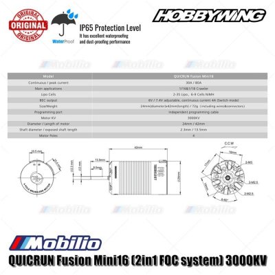 Hobbywing Quicrun Fusion Mini16 2in1 FOC System 3000KV Crawler 1/16 1/18 Mini RC Adventure