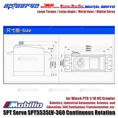 SPT Servo SPT5535LV-360 Continuous Rotation Metal Gear Digital Servo for Winch PTO 110 RC Crawler Robotics Industrial Automation Science and Education