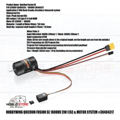 Hobbywing Quicrun Fusion SE 1800KV 2in1 Motor ESC Combo RC Crawler