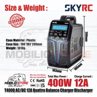 SKYRC T400Q ACDC 4x100W 12A Quattro Balance Charger Discharger