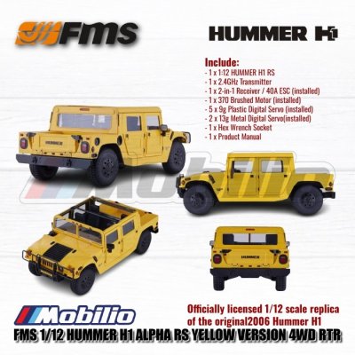 FMS Hummer H1 Alpha RS 1/12 RTR Version Electric Power with 2.4Ghz Transmitter RC Crawler Adventure