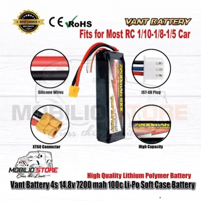 Vant Battery 4S 14.8V 7200 mAh 100C Lithium Polymer Soft Case Battery