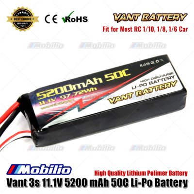 Vant Battery Lipo 3s 11.1 Volt 5200mAh 50C Lithium Polimer for Traxxas