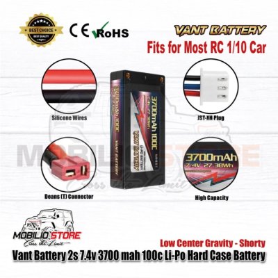 Vant Battery 2S 7.4V 3700 mAh 100C LCG Li-polymer Battery Shorty