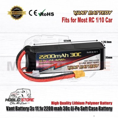 Vant Battery 3S 11.1V 2200 mAh 30 C Lithium Polymer Soft Case Battery