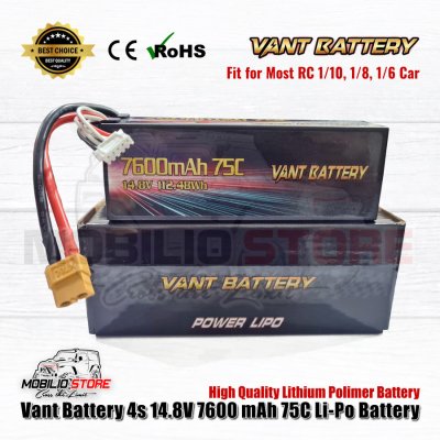 Vant Battery Lipo 4S 14.8V 7600 mAh 75C Baterai RC Lithium Polimer