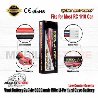 Vant 2S 7.4V 6000 mAh 150C Li-Po LCG Graphene Hard Case Battery