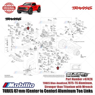 Traxxas Part #6742X Toe Links TUBES Blue-anodized 7075-T6 Aluminum Stronger Than Titanium for RC Ford ST Rally Raptor Slash Stampede Rustler Hoss