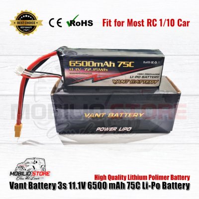 Vant Battery Lipo 3S 11.1 Volt 6500 mAh 75C Baterai RC Lithium Polimer