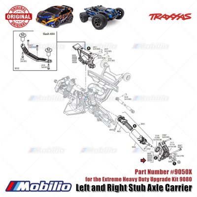 Traxxas Part #9050X Stub Axle Carriers Extreme Heavy Duty Blue for 9080 Upgrade RC Ford ST Rally Rustler Slash Stampede