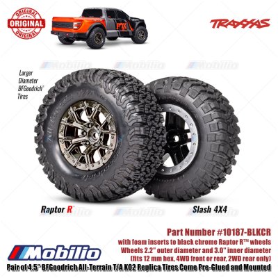 Traxxas Part #10187-BLKCR Tires and Wheels Assembled Glued for RC Ford F-150 Raptor R 4X4