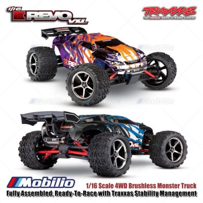 Traxxas Mini E-Revo VXL 1/16 Scale 4WD Brushless Monster Truck Fully Assembled RTR