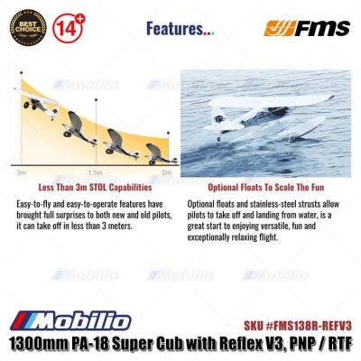 FMS 1300mm PA-18 Super Cub with Reflex V3 - PNP/RTF #FMS138R-REFV3 RC Air Plane Aeromodelling