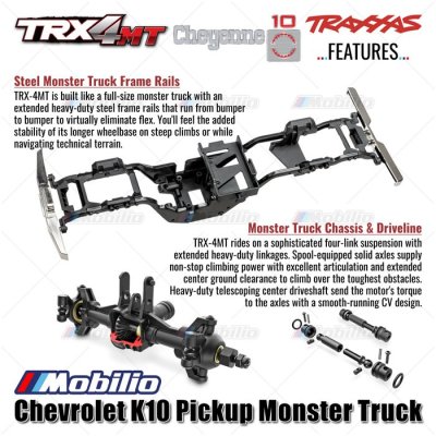 Traxxas TRX-4MT Chevrolet K10 Pickup Monster Truck Bigfoot 1/18 Scale 4X4 RTR Fully-Assembled Waterproof TRX4MT