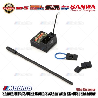 Sanwa MT-5 2.4GHz Radio System with RX-493i Receiver Ultra Response Remote Transmitter RC Car Boat
