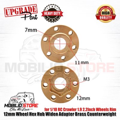 12 mm Wheel Hex Hub Widen Adapter Brass Counterweight for RC Crawler