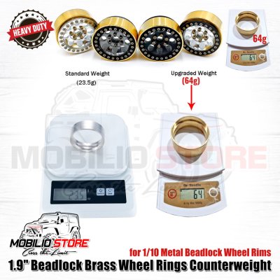 Upgrade 1.9 Beadlock Brass Wheel Rings Counterweight for 1/10 Crawler