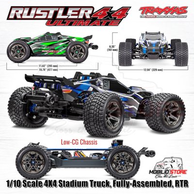 Traxxas Rustler 4X4 Ultimate 1/10 Scale 4X4 Stadium Truck VXL TQi RTR