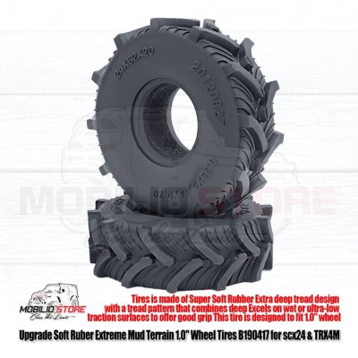 Upgrade Soft Rubber Extreme Mud Terrain 1.0 Tires B190417 SCX24 TRX4M