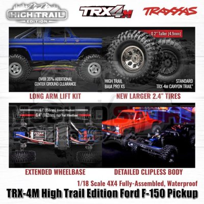 Traxxas 97044-1 TRX-4M High Trail Edition Ford F-150 Pickup 1/18 Scale 4X4 RTR Clipless