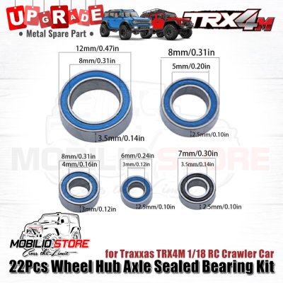 Upgrade 22 Pcs Wheel Hub Axle Sealed Bearing Kit for Traxxas TRX4M