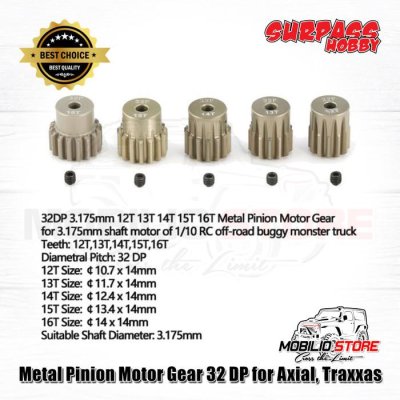 Metal Pinion Motor Gear Surpass Rocket 32 DP 3.175 mm Shaft