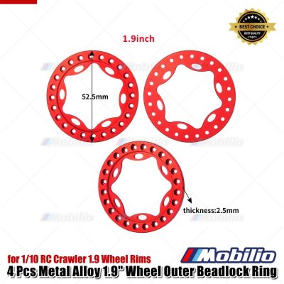 4 Pcs Metal Alloy 1.9" Wheel Outer Beadlock Ring for 1/10 RC Crawler