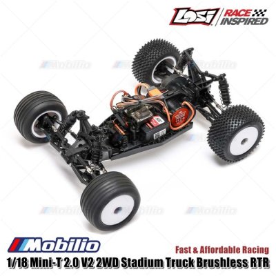 Losi 1/18 Mini-T 2.0 V2 2WD RC Stadium Truck Brushless RTR