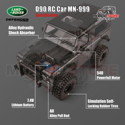 MN 999 Land Rover Defender RC Car 1/10 Scale Off-Road Rock Crawler RTR